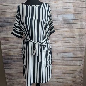 Felicity & Coco Vertical Striped Dress black/white